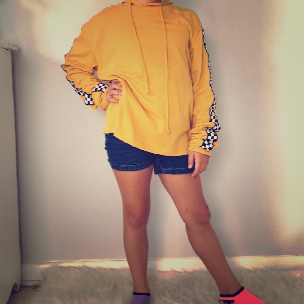 Yellow checker hoodie
